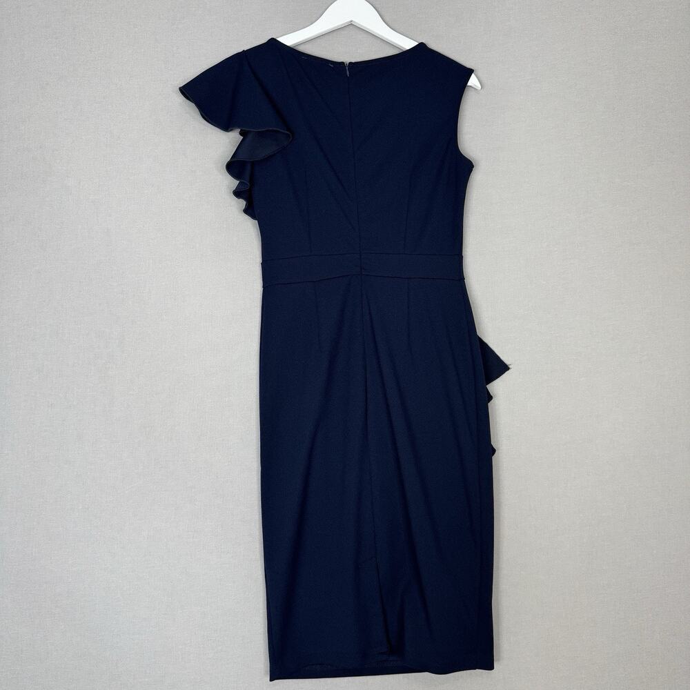 Alisize Dress Womens‎ Medium Navy Ruffle Ruched Sheath Cocktail Vintage Inspired - Picture 5 of 13